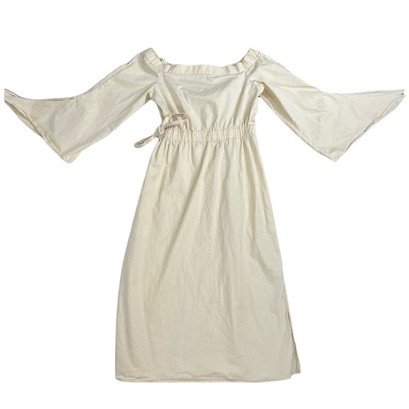 Cream Tibi Off the Shoulder Bell Sleeve Tunic Midi Cotton Prairie Dress Size S/2 - Picture 1 of 13